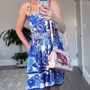 Joie Blue & White Floral Print Spaghetti Strap Dress Size 10